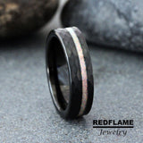 Crushed Lab-Created White Opal Black Tungsten Carbide Rings - Custom Order