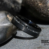 Red Agate Hammer Rose Gold Tungsten Carbide Rings - Custom Order