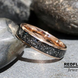 Meteorite Rose Gold Tungsten Carbide Rings - Custom Order