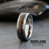 Meteorite tiger eye Silver Gray Hammer Tungsten Carbide Rings - Custom Order