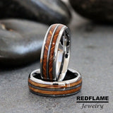 Whiskey Barrel Ring Oak Wood Silver Gray Tungsten Carbide Rings - Custom Order