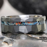 Red Starry Night Wood Ring Starry Night Silver Gray Tungsten Carbide Rings - Custom Order