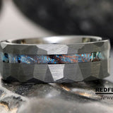 Red Starry Night Wood Ring Starry Night Silver Gray Tungsten Carbide Rings - Custom Order