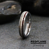 Red Star Garnet Crushed Oregon Sunstone Silver Gray Tungsten Carbide Rings - Custom Order