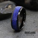 Lapis Lazuli Crushed  Black Tungsten Carbide Rings - Custom Order