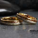 Dainty Deer Antler Wood Yellow GoldTungsten Carbide Rings - Custom Order