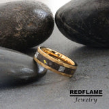 Your dust and Apollo spacecraft foil Yellow GoldTungsten Carbide Rings - Custom Order