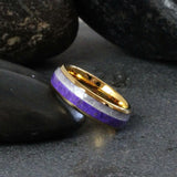 Diamond Dust Amethyst  Yellow Gold Tungsten Ring- Custom Order