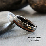 Gold Foil Leaf Meteorite Black Tungsten Carbide Ring- Custom Order