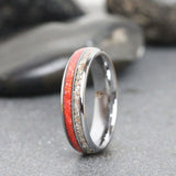 Green Malachite Wood Deer Antler RÓe Gold Tungsten Carbide Ring- Custom Order