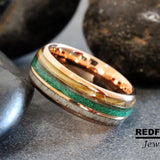 Red Opal German Glass guitar string Silver Gray Tungsten Carbide Ring- Custom Order