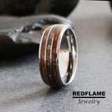 Dinosaur Bone Wood Silver Gray Tungsten Carbide Ring- Custom Order