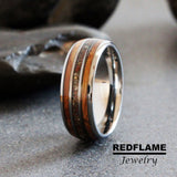 Dinosaur Bone Wood Silver Gray Tungsten Carbide Ring- Custom Order