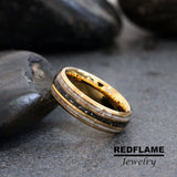 Deer Antler Meteorite Yellow Gold Tungsten Carbide Ring- Custom Order