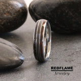 Meteorite Dinosaur Bone Guitar String Silver Gray Tungsten Carbide Rings - Custom Order