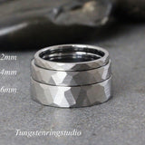 Silver Grey Hammer Tungsten Carbide Ring  2,4,6 mm