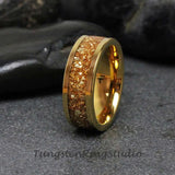 German Yellow Glass Yellow Gold TungSten Ring Set