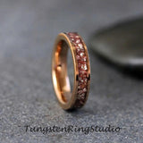 Pink Morganite Rose Gold Tungsten Carbide Ring 4mm 6 mm 8mm