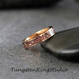 Pink Morganite Rose Gold Tungsten Carbide Ring 4mm 6 mm 8mm