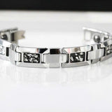 Meteorite Silver Leaves Bracelet  Silver Gray Tungsten Carbide