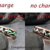 Lightning Glow Ring  Koa Wood Tungsten Carbide Ring