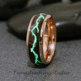 Lightning Glow Ring  Koa Wood Tungsten Carbide Ring