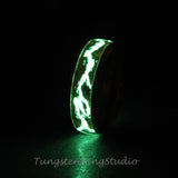 Lightning Glow Ring  Koa Wood Tungsten Carbide Ring