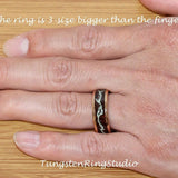 Lightning Glow Ring  Koa Wood Tungsten Carbide Ring