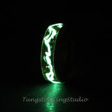 Lightning Glow Ring  Koa Wood Tungsten Carbide Ring