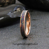 Royal Blue Gray Opal Rose Gold Tungsten carbide Ring 4 mm
