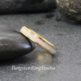 Mercury Opal Yellow Gold Tungsten Carbide Ring 4 mm