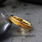Golden Olive Opal Yellow Gold Tungsten Carbide Ring 4 mm