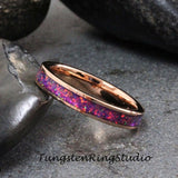 Royal Lavender Opal Rose Gold Tungsten Carbide Ring 4 mm