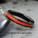 Mexico Opal Black Tungsten Carbide Ring 4 mm