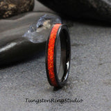 Mexico Opal Black Tungsten Carbide Ring 4 mm