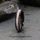 Sun and Ice White Opal Black Tungsten Carbide Ring 4 mm