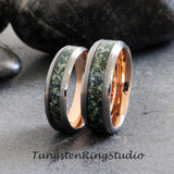 Moss Agate Silver Gray Step Beveled Tungsten Ring 6mm 8mm