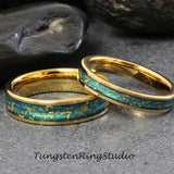 Hazel Eye Inspiration Yellow Gold Tungsten Carbide Ring Set