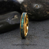 Hazel Eye Inspiration Yellow Gold Tungsten Carbide Ring Set