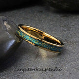 Hazel Eye Inspiration Yellow Gold Tungsten Carbide Ring Set