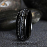 Meteorite Guitar String Polished Tungsten Ring