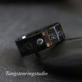 Meteorite Alexandrite Black A Tungsten Carbide Ring